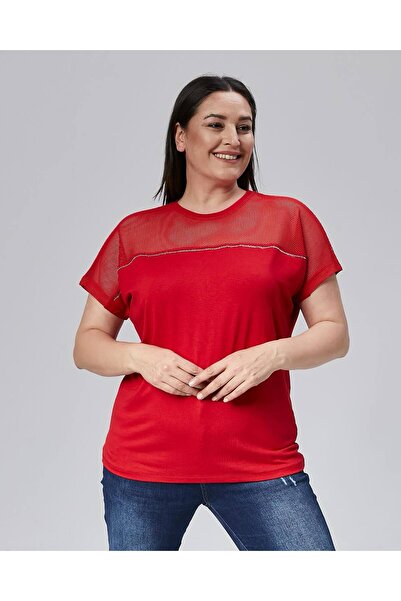 MojerHermosa Mesh Stone Detailed T-Shirt