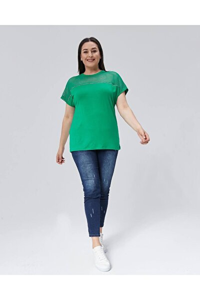 MojerHermosa Mesh Stone Detailed T-Shirt