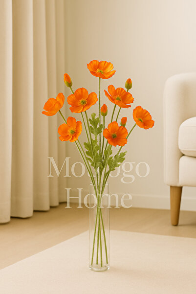 Mottogo Gerçekçi Yapay Gelincik Çiçeği – 60 cm – 2 Dal (Her Dalda 4 Baş) Bakı...