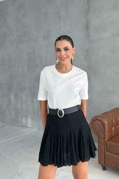 Seda Yalçın Atelier Black Textured Mini Skirt