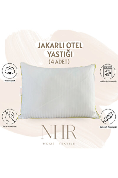 NHR HOME Jakarlı Otel Yastığı, Pamuklu Kumaş / 50x70 650gr / 4 Adet