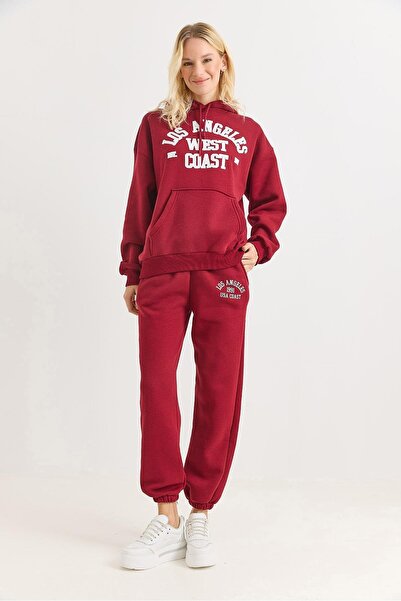 Raneel Kazançlı Alışveriş Women's Los Angeles Printed Tracksuit Set Three Thr...