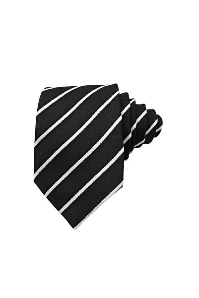 Elegante Cravatte Striped Black Color Tie - Special Boxed
