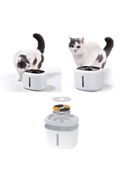 pet star Water Fountain for Cats and Dogs, White, Activated Carbon Filter, 2.5L Capacity