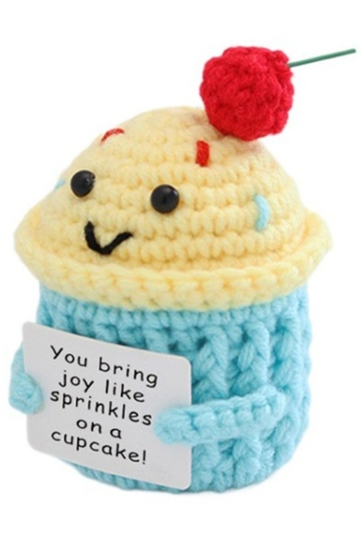 OEM Crochet mascot, Positive Cupcake pattern, motivational message