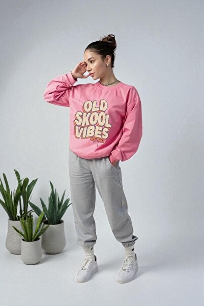 Wish BF supradimensionat Old Skool Vibes cu imprimeu cu glugă Set de trening ...