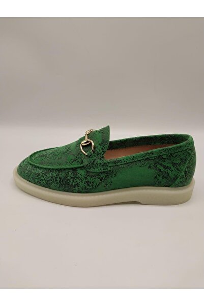Ametist Davina Dark Green Printed Genuine Leather Casual Shoes