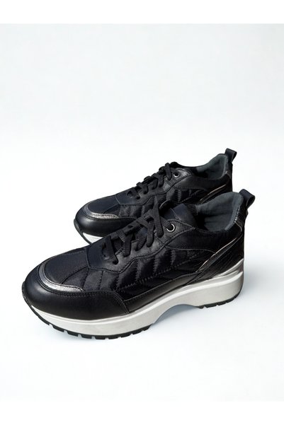 SALDA Black Leather Textile Sneaker