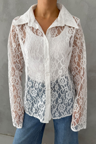 Seda Yalçın Atelier Cămașă albă din dantelă spaniolă