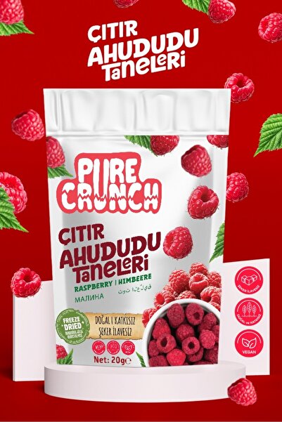 Pure Crunch Dondurarak Kurutulmuş Frambuaz 20 g | Şekersiz • Katkısız • Vegan...