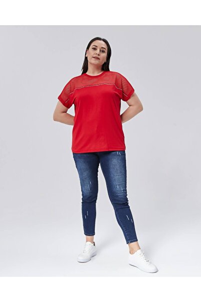 MojerHermosa Mesh Stone Detailed T-Shirt