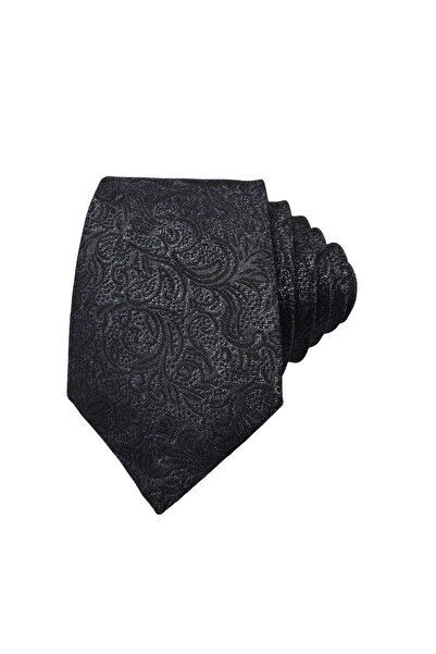 Elegante Cravatte Slim Fit Shawl Pattern Anthracite Color Tie - Special Boxed