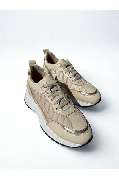 SALDA Beige Leather Textile Sneaker
