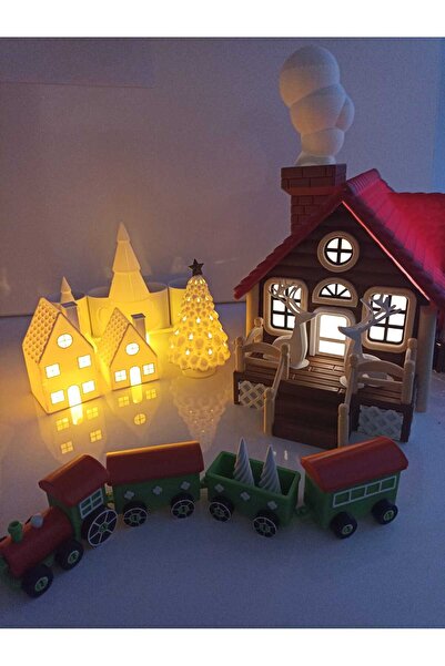 smilechild قطار عيد الميلاد، زينة عيد الميلاد، 4 عربات، 2 شجرة عيد ميلاد صغير...