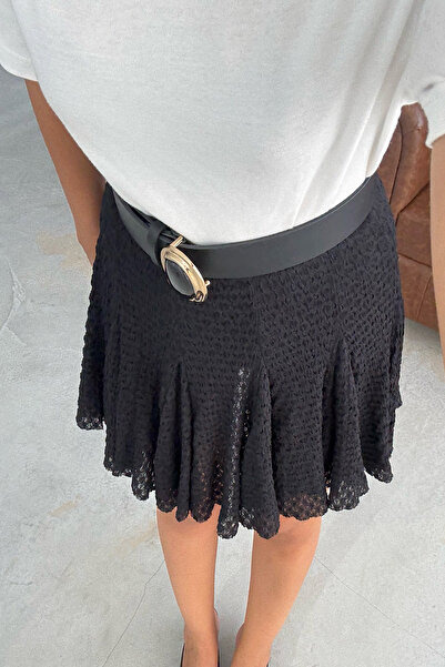 Seda Yalçın Atelier Black Textured Mini Skirt