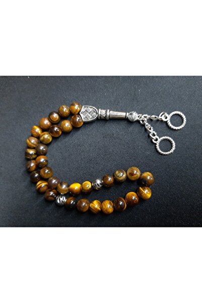 MRYart تصميم على شكل عين النمر البني من الحجر الطبيعي على شكل مسبحة