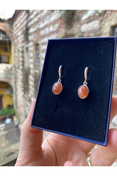 By Atölye Doğal Güneştaşı 925 Ayar Gümüş Küpe