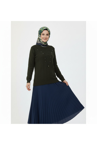 Oppland Women's Winter Knitwear Sweater Crew Neck Beaded Comfortable Full Fit