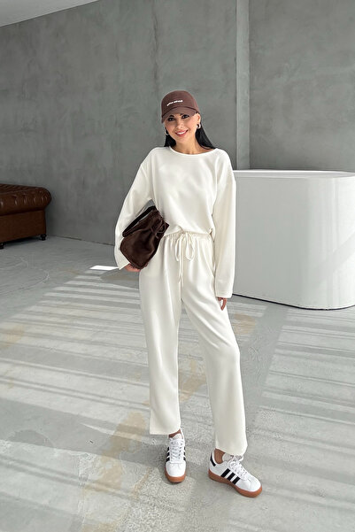 Seda Yalçın Atelier Ecru Long Sleeve Elastic Waist Modal Set