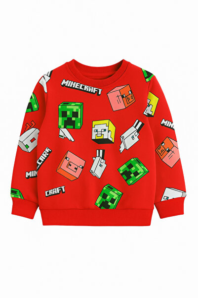 Verda Baby Çocuk Minecraft Baskılı Eşofman Takımı - Kırmızı