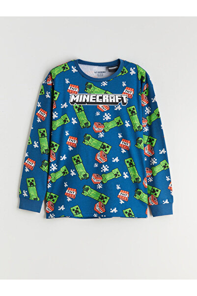 LC Waikiki Bisiklet Yaka Minecraft Baskılı Erkek Çocuk Pijama Takımı