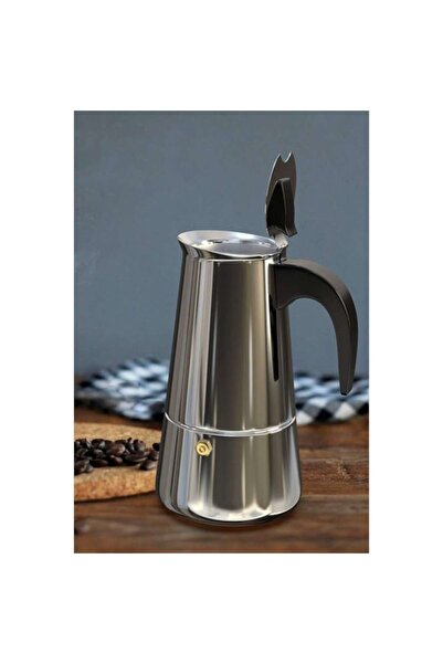 Doty Manual Espresso Maker for Stove Espresso, Stainless Steel, 6 Cups, 380 ml, Silver,