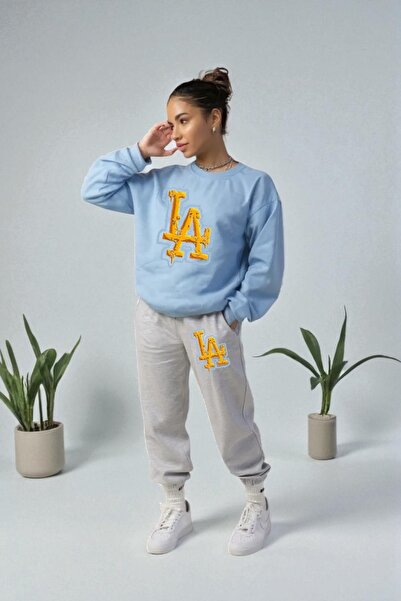 Wish BF supradimensionat Los Angeles LA cu imprimeu cu glugă Set de trening d...