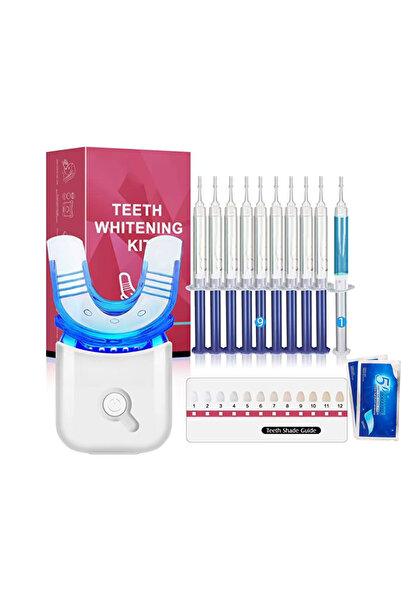 Lee LED Teeth Whitening Kit, Peroxide-Free Dental Set, 10x Gel + Strips, Premium Tray