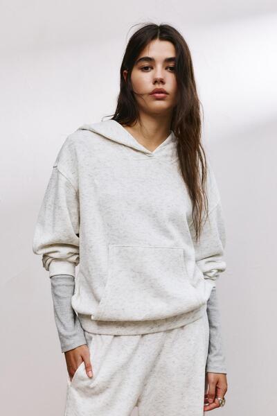Pull & Bear Kapüşonlu soft örgü sweatshirt