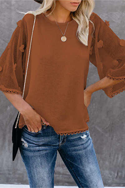 WildFashion Casual blouse made of light material with wide short sleeves K819-8 S/M