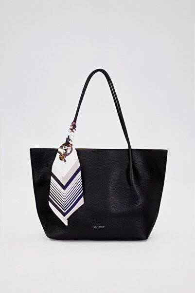 Levidor Black Scarf Detailed Shoulder Bag