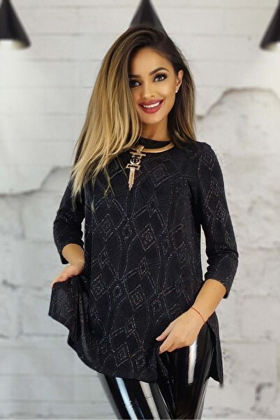 WildFashion Πλεκτή μπλούζα με κρουαζέ εμφάνιση και αξεσουάρ με κουμπιά D801-1