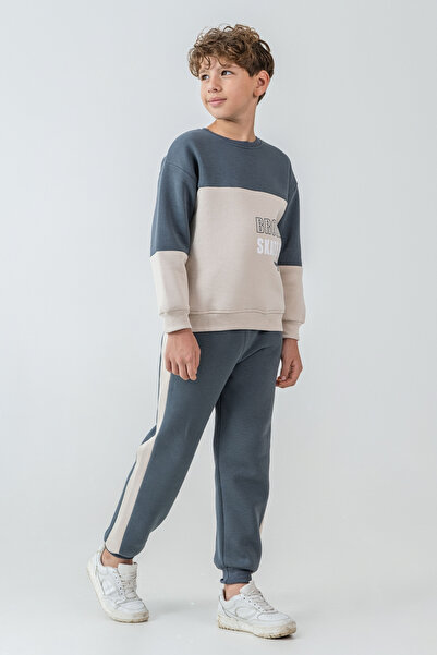 AHENGİM Σετ χειμερινής φόρμας για αγόρια Brooklyn Skat Clup με στάμπα με 3 κλωστές Ak4228