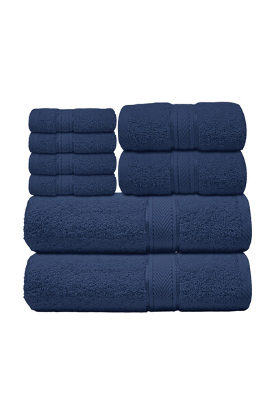Hotel Linen Klub 8 - Piece Premium 100% Cotton Terry Towel Set – 2 Bath Towels, 2 Hand Towels & 4 Face Towels