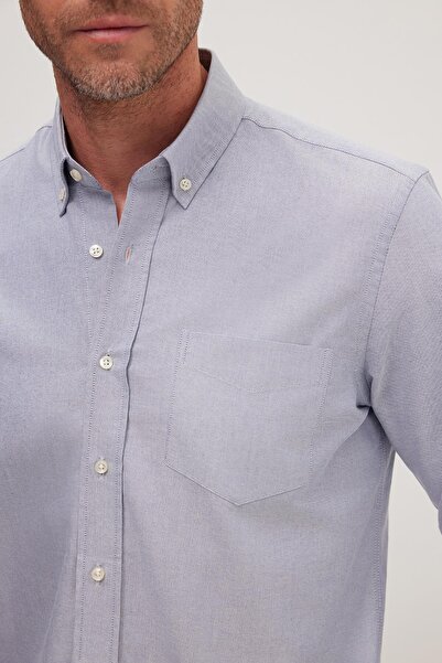 Tudors Erkek Regular Fit Klasik Kesim Premium Oxford %100 Pamuk Lacivert Gömlek