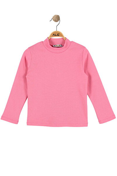 ALG تي شيرت بناتي بياقة سميكة وأكمام طويلة