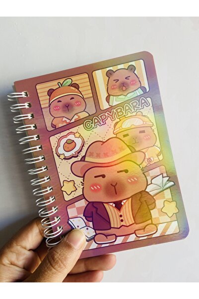 synshop Capybara Capybara Notebook Spiral Bound Gilded Shiny Cover 15X12 cm 40 Sheets