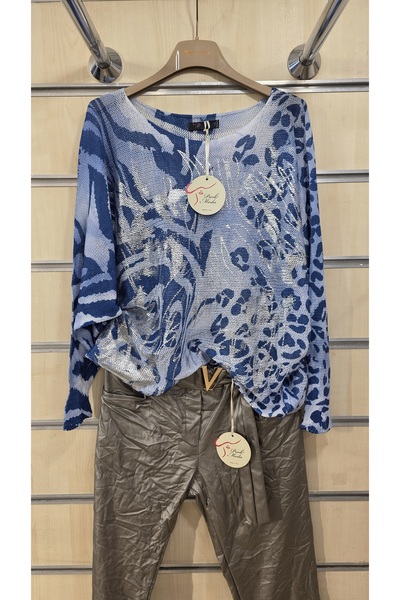 Park Moda Bluză mercerizată cu model mixt de leopard