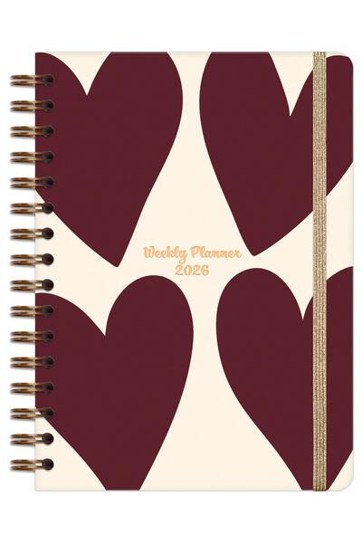 Matt Notebook 2026 Yılı A5 Ajanda Spiralli 15x21 cm - 12 Aylık Kalpler