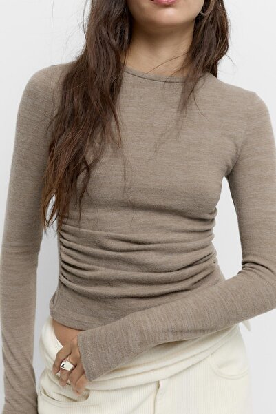 Pull & Bear Soft touch T-shirt with gathered detail