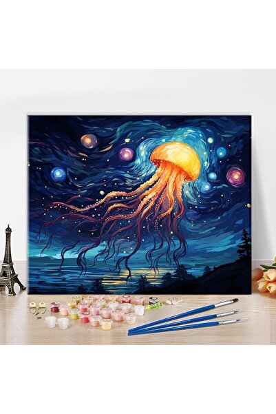 Tishiron Set Pictura pe Numere, Panza, Vopsele Acrilice, Pensule, 40 cm x 50 ...