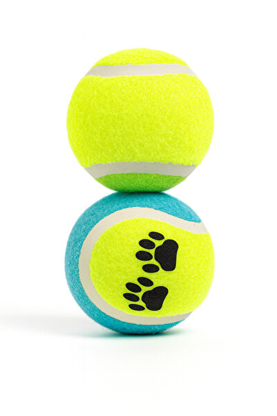 Papağanhane مجموعة من كرةين متينتين للعب الكلاب - كرة بنمط مخالب وكرة تنس قياسية