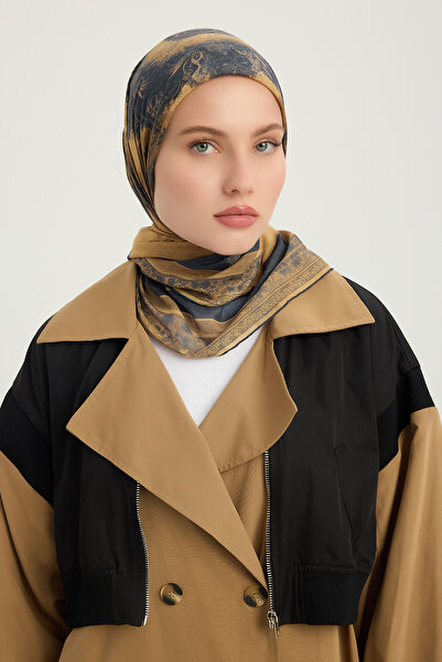 Schaless مرآة الجذور - وشاح منقوش بنقش الجمل - 90×90 سم