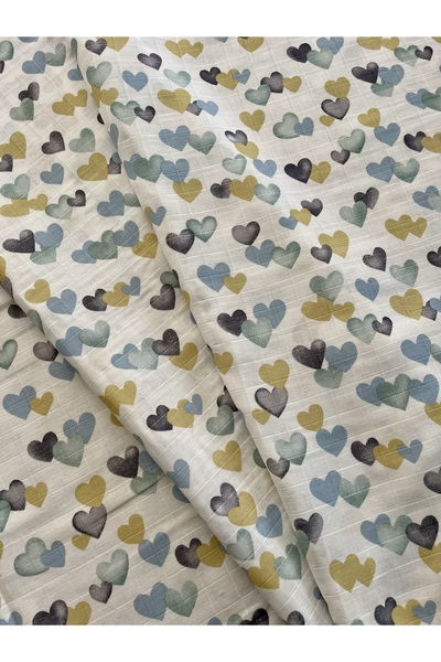 zeinapp 100% Organic Cotton Double Layer Patterned Muslin Fabric 100Cmx170Cm