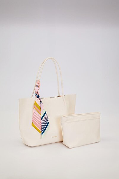 Levidor Cream Scarf Detailed Shoulder Bag