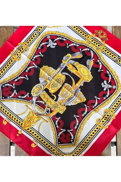 MODA Colorful Patterned Satin Scarf 60 X 60 cm