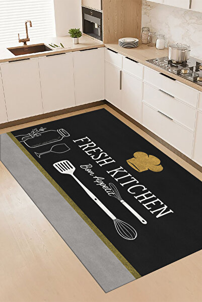 ferahome Dijital Baskı Modern Desenli Kaymaz Dot Taban Yıkanabilir Mutfak Hal...