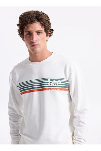 Lee Ανδρικό φούτερ με λαιμόκοψη σε λευκό χρώμα L2520099102 Λευκό φούτερ