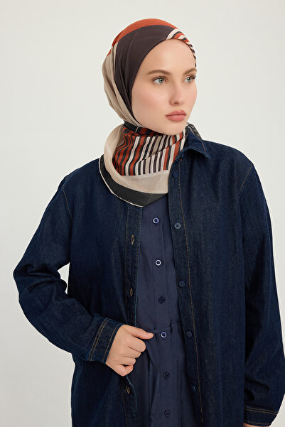 Schaless ليل ونهار - برتقالي - وشاح منقوش من إيفيليا - 90x90 سم