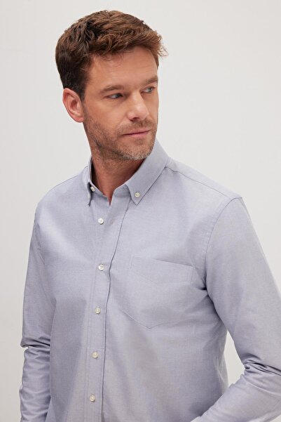 Tudors Erkek Regular Fit Klasik Kesim Premium Oxford %100 Pamuk Lacivert Gömlek